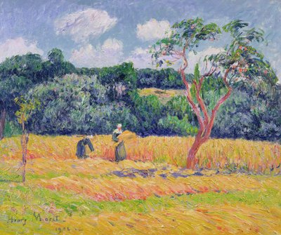 Figures Harvesting a Wheat Field by Henry Moret